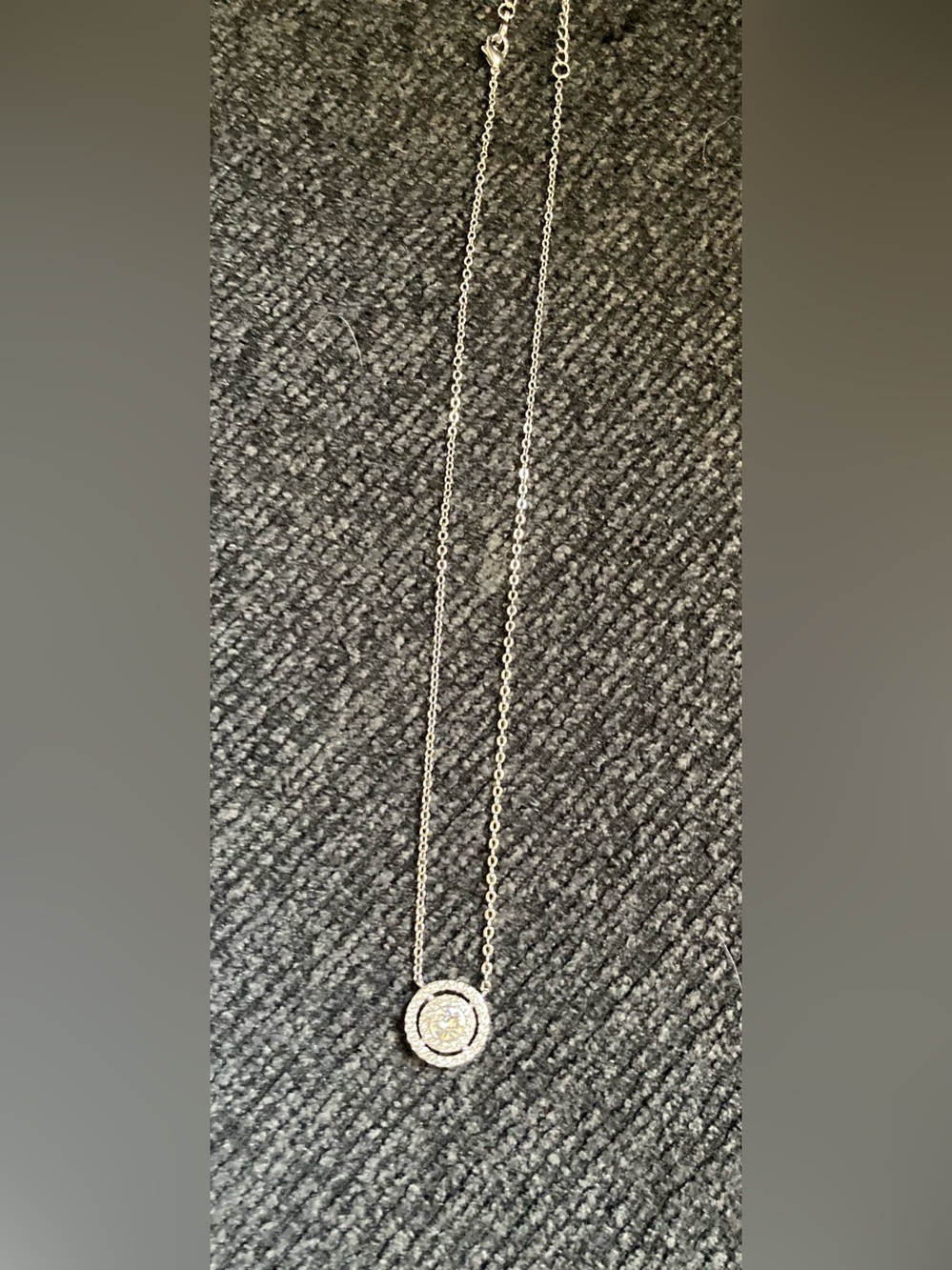Silver Circle Pendant Necklace with Pavé Crystals - Women's Jewelry